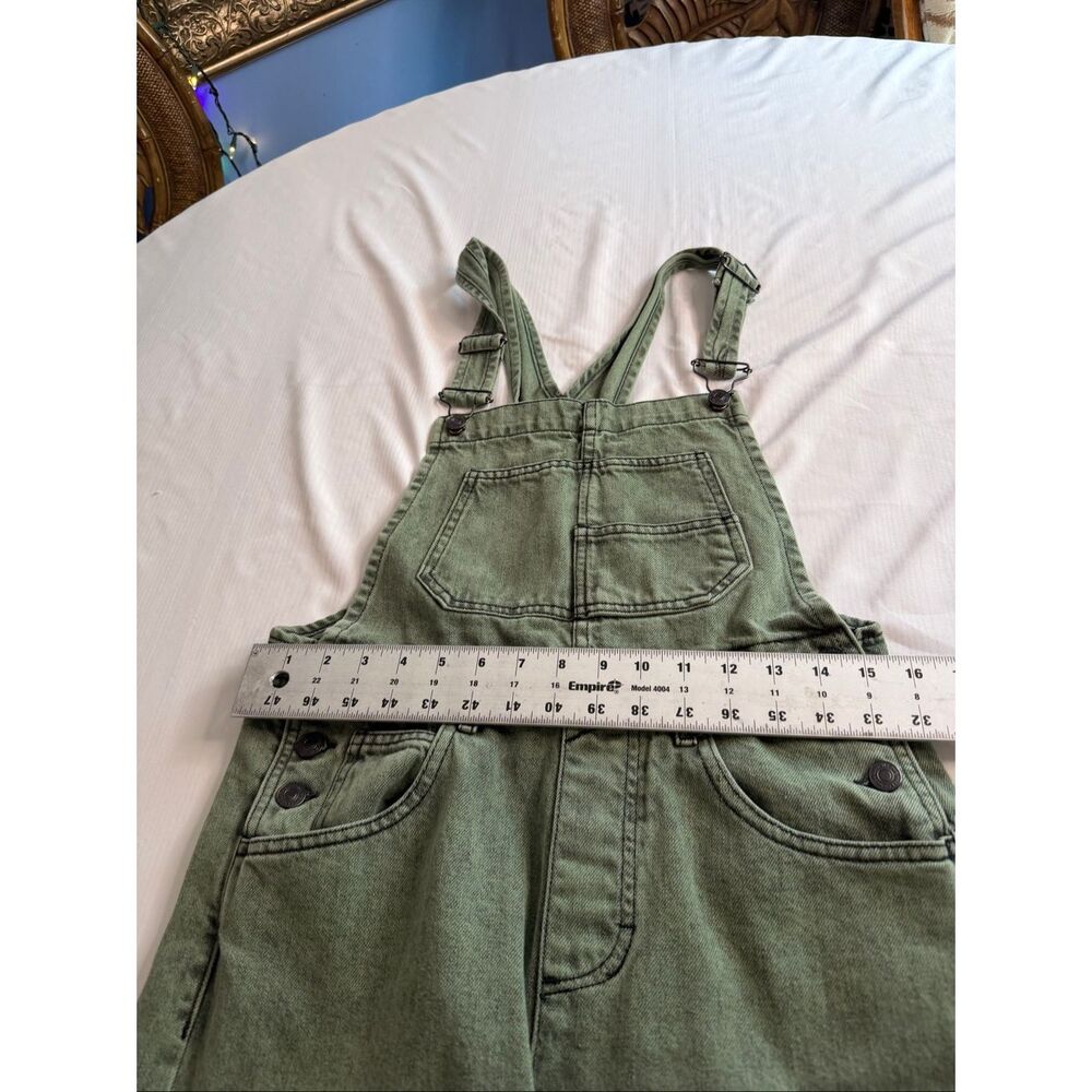 Free People We The Free Ziggy Overall XS Green Denim Wide Leg Overalls Jumpsuit - Picture 3 of 9